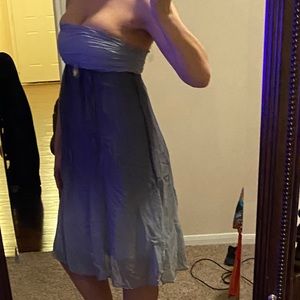 Blue/grey Strapless flowy Midi